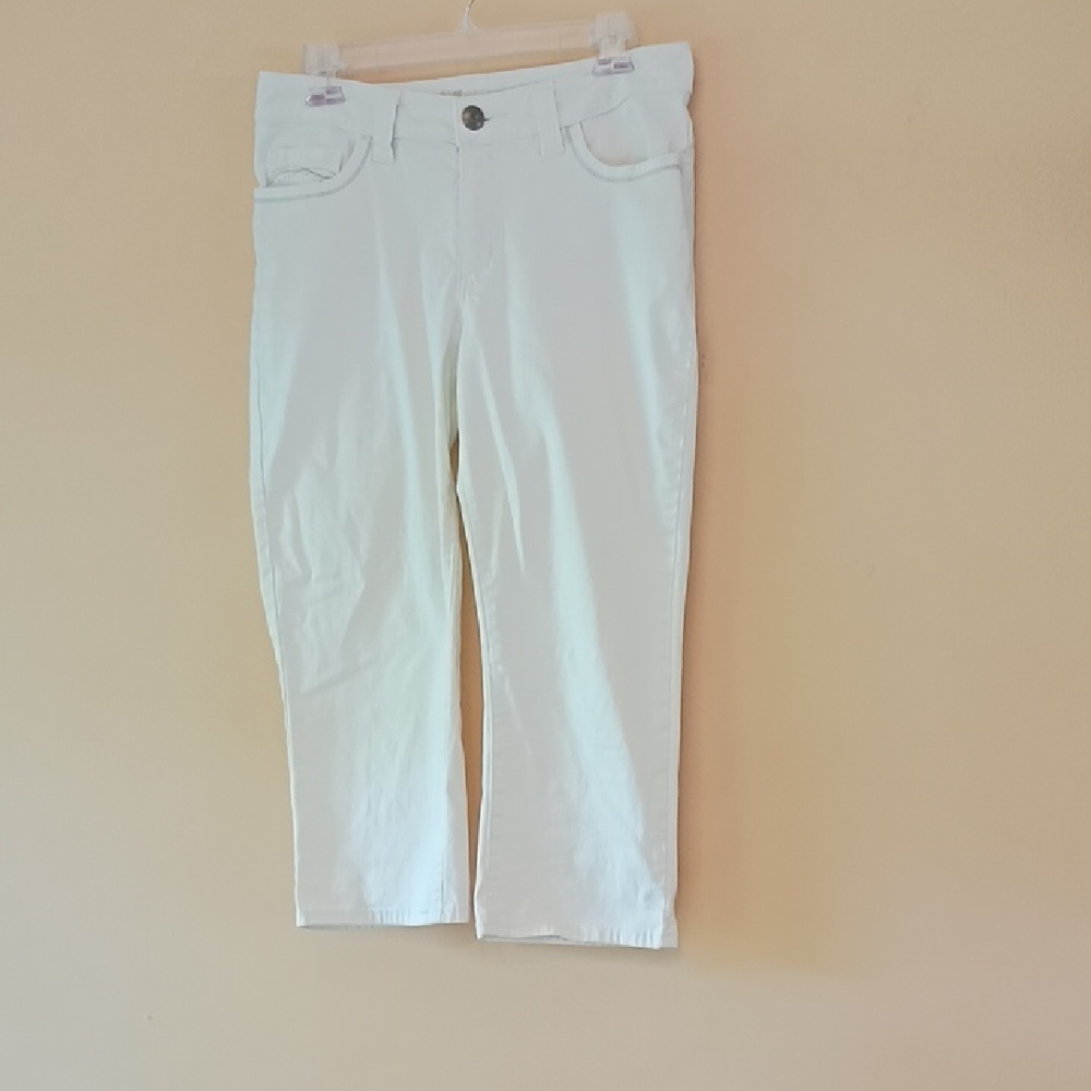 Lee Secretly Slender White Cropped Jeans, Sz 10 M, with Bling, Platinum Label